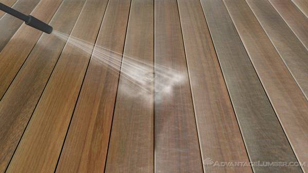 pressure washing a hardwood deck