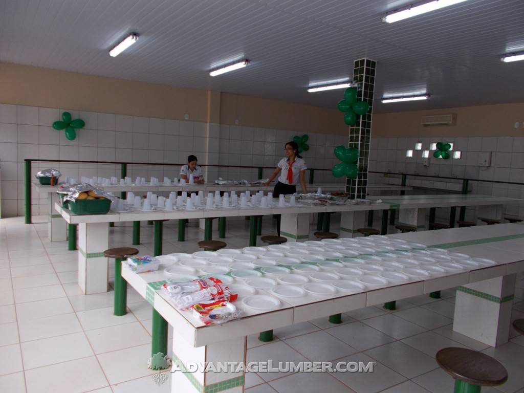 Tables set up and ready to go for our workers to come in with their food.