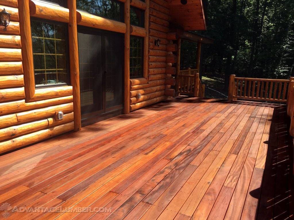 Tigerwood log cabin deck