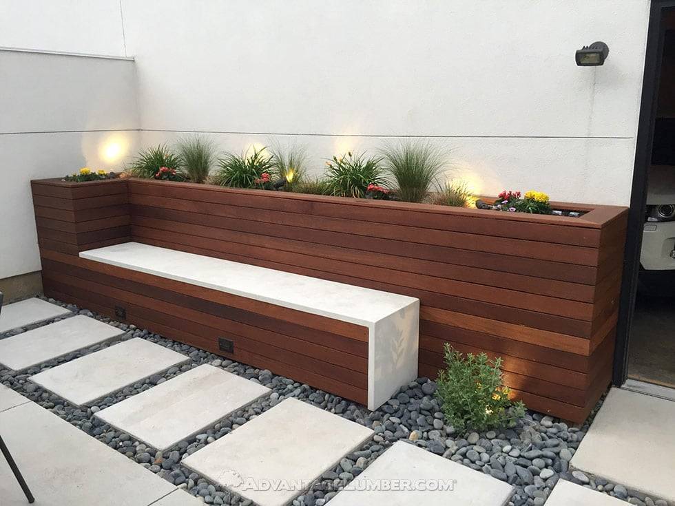 Ipe Wood Planter Bench