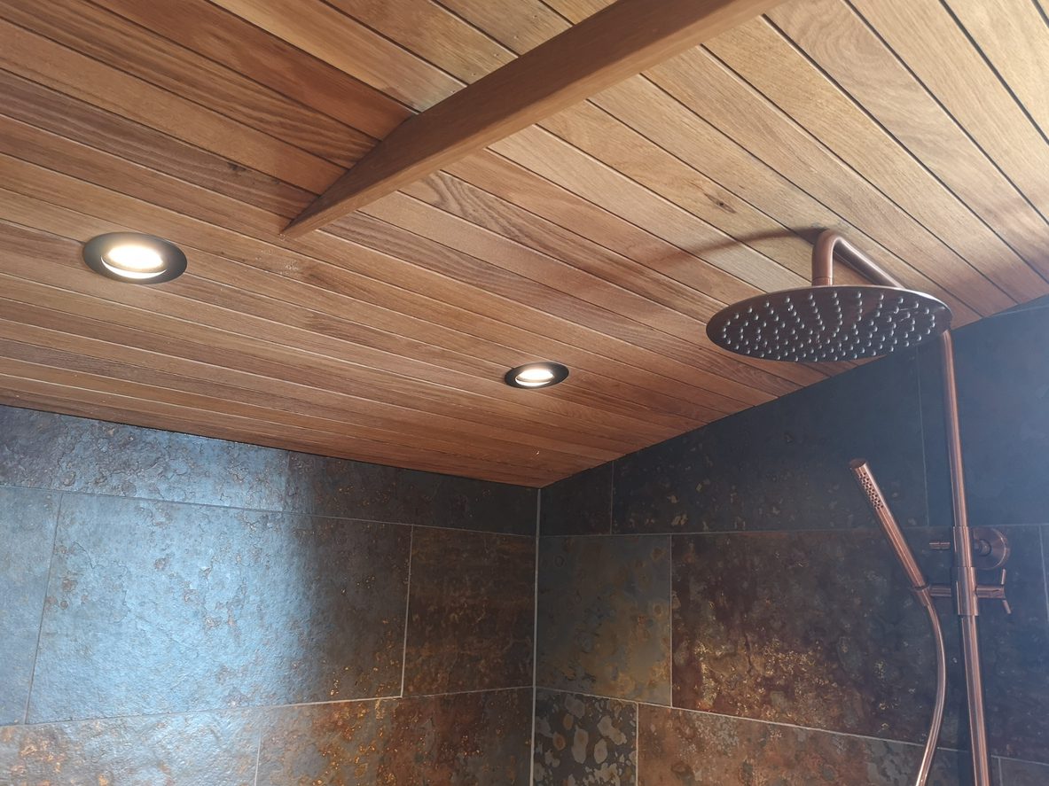 wood bathroom ceiling