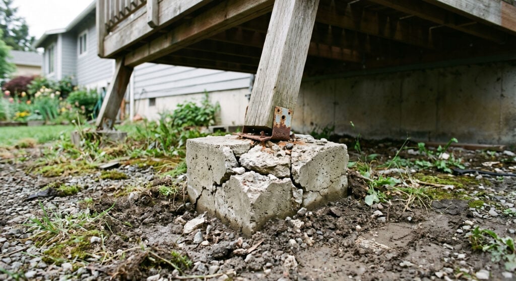 cracked deck footing