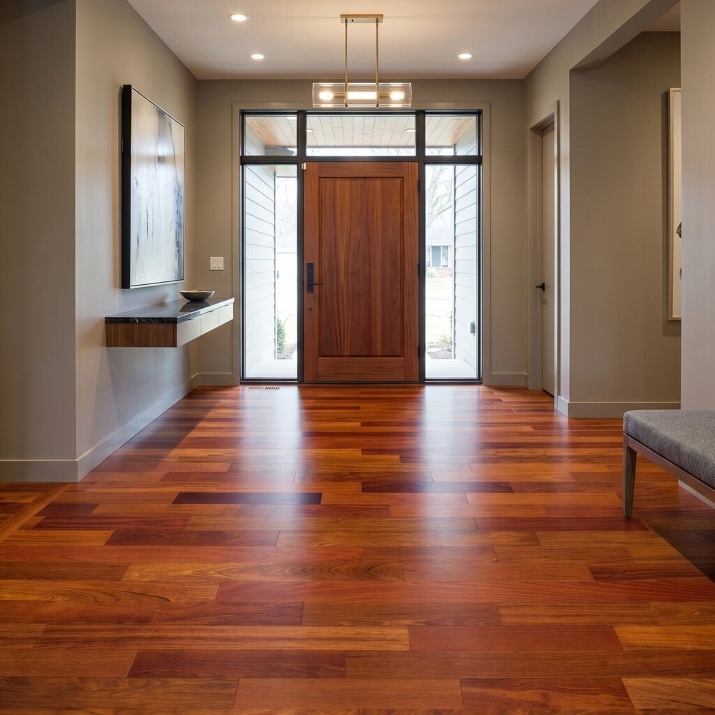 Home entryway with Brazilian Cherry flooring