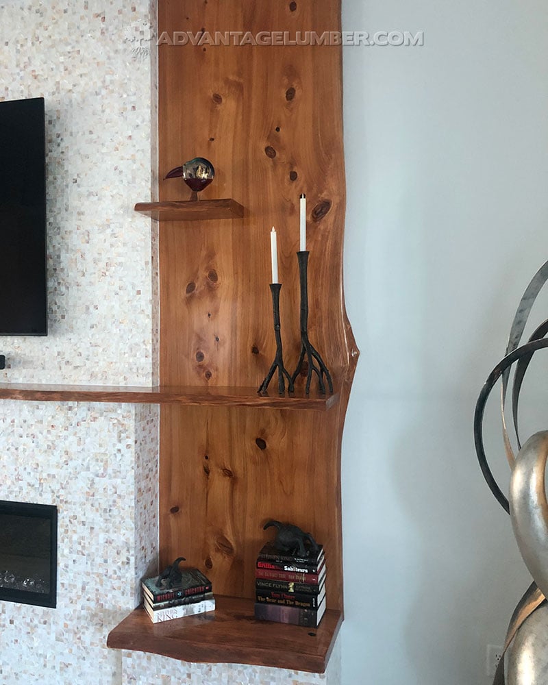 Cypress wood sab used as shelf mantle
