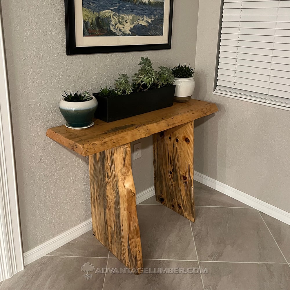 decorative side table made from norfolk island pine wood slab