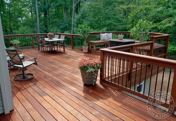Hardwood deck with wood and metal railing