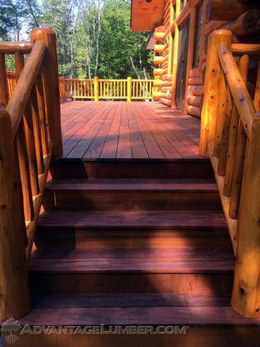 tigerwood log cabin deck stairs