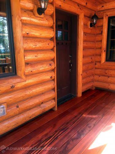 tigerwood log cabin porch